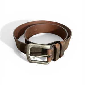 Men's  Genuine Harness Leather Belt with Metal Buckle 36